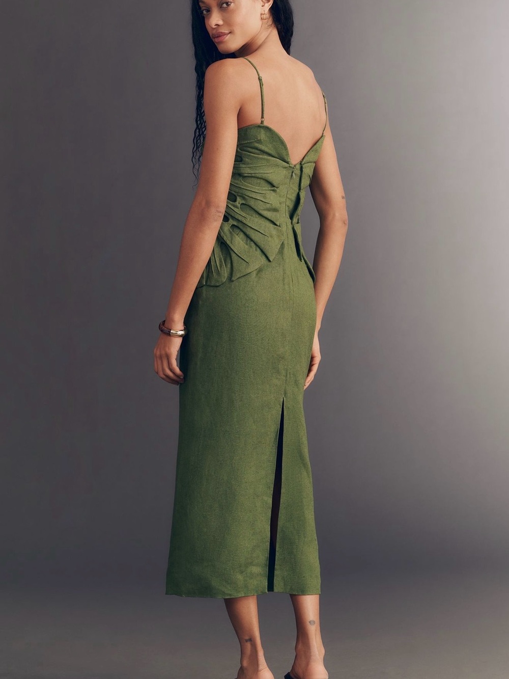 FARM Rio - Linen Monstera Leaf Midi Dress - Picture 7 of 7